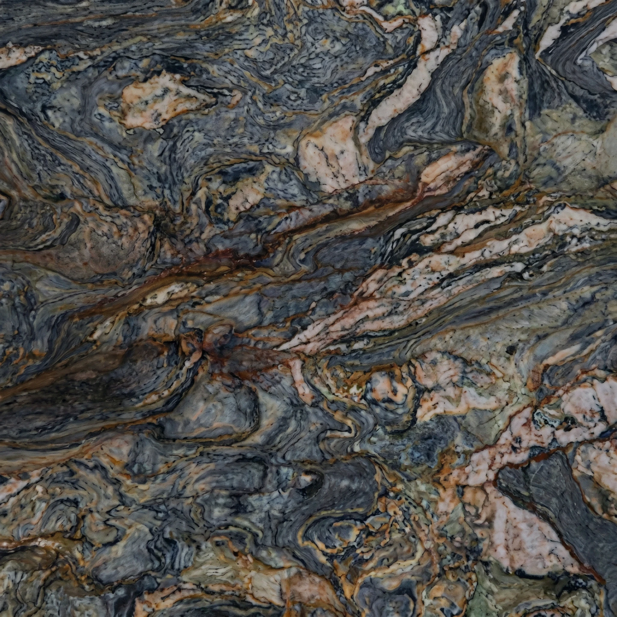 Dark Blue Exotic Quartz with Multicolor Veins